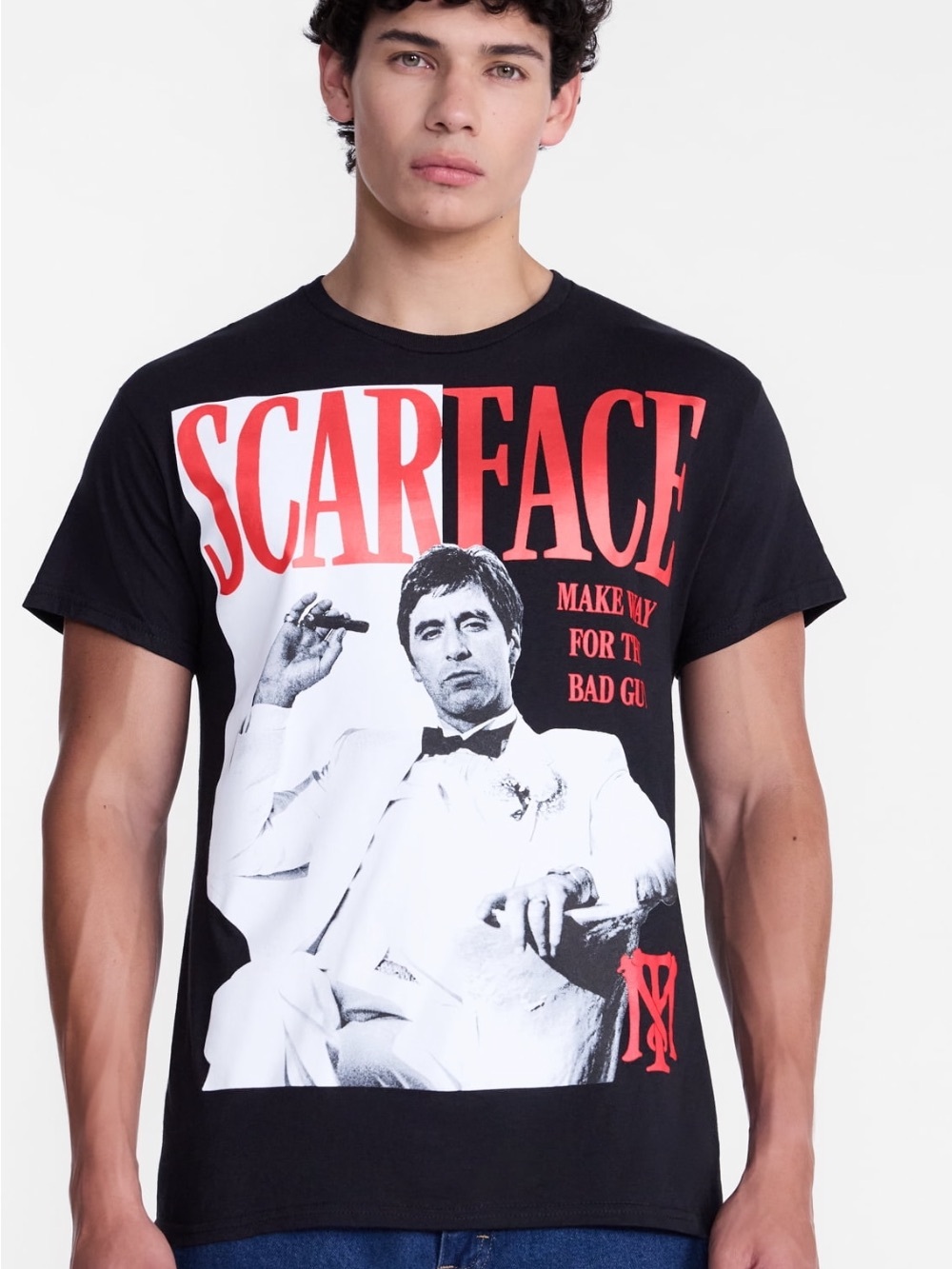 Scarface Graphic Black Tee - Men's Movie Poster Shirt